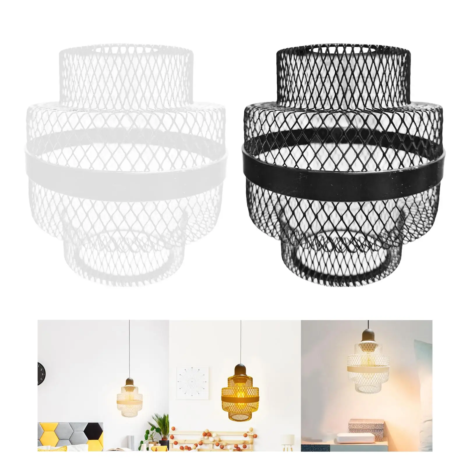 Ceiling Light Fixtures Lamp Shade Fitting Metal Wire Light Cage Cover Hanging Pendant Light Cover for Floor Lamp Kitchen Island
