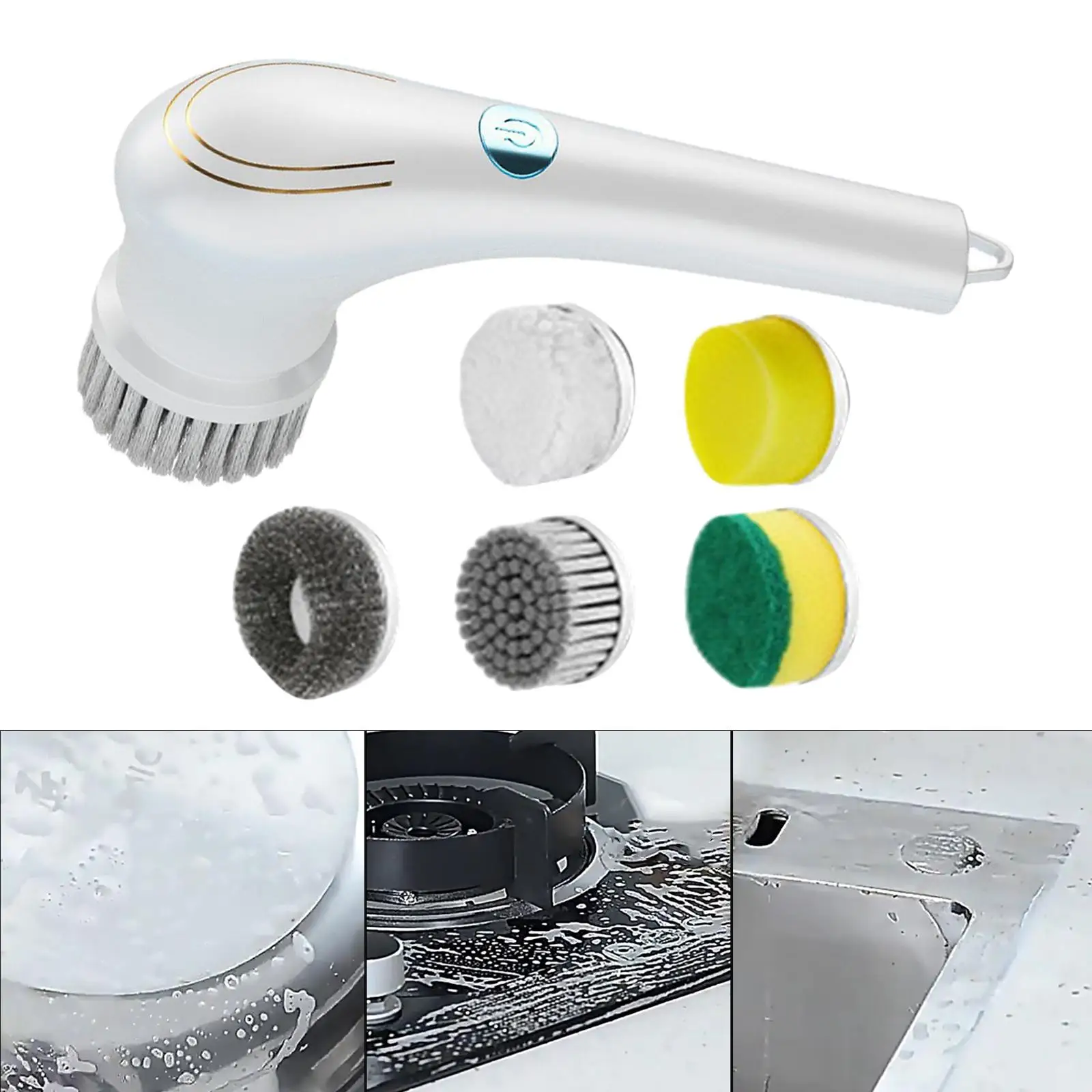Cordless Electric Scrubber Handheld with 5 Brush Heads for Tile Bathtub Sink
