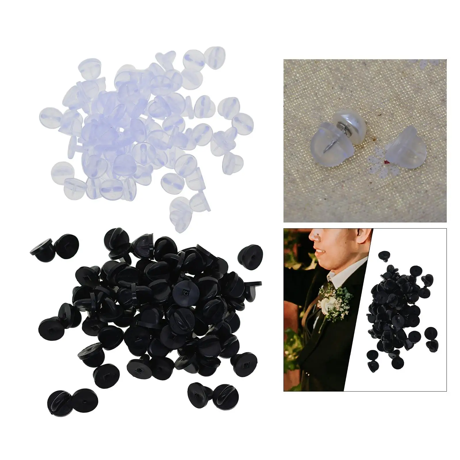 200x Silicone Pin Backs Butterfly Clutch for Uniform Badges Bars