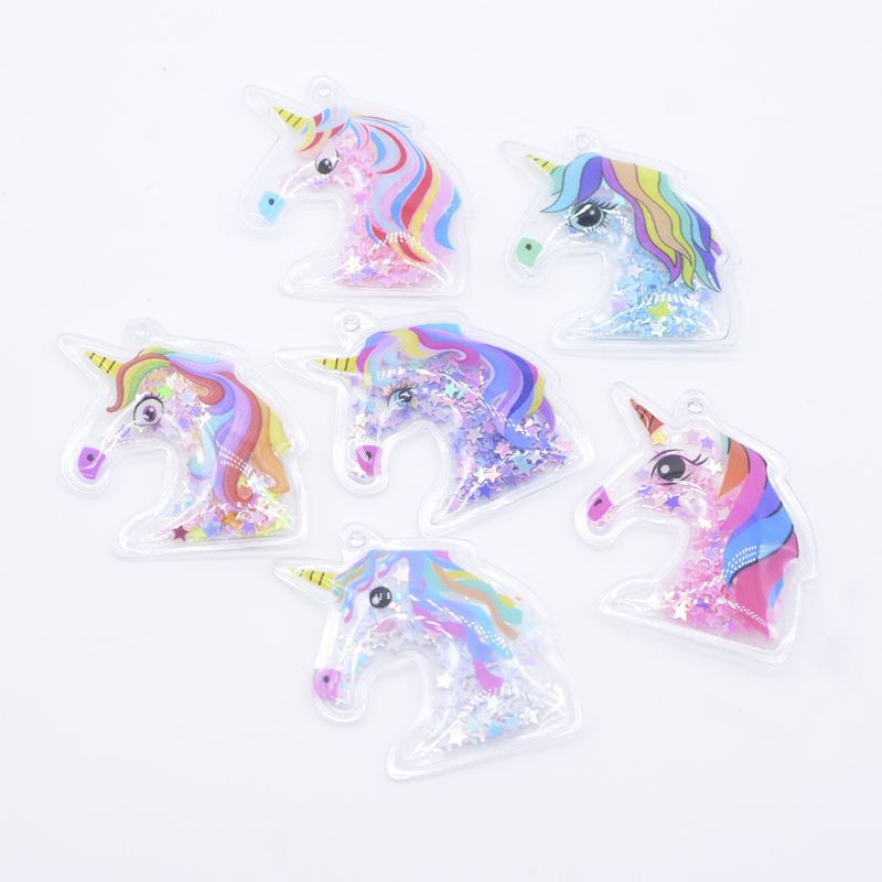 12 Stück 3,8 x 3,8 cm bedruckte bunte Einhorn-Pailletten-Applikationen für DIY-Kopfbedeckungen, Clips, Schleife, Anhänger, Dekor, Zubehör, Kleidung, Patches – Detail 3