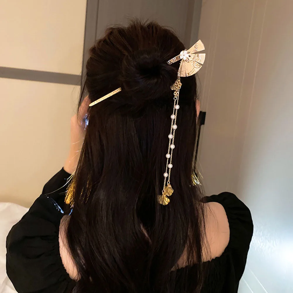 Vintage Flower Hair Stick Chinese Japanese Wooden Hair Chopsticks Tassel  Hair Pin Chignon Pin Hair Styling Accessories For Women|Hair Clips Pins|  AliExpress | Chinese Style Hair Stick Vintage Long Tassel Hair Chopsticks