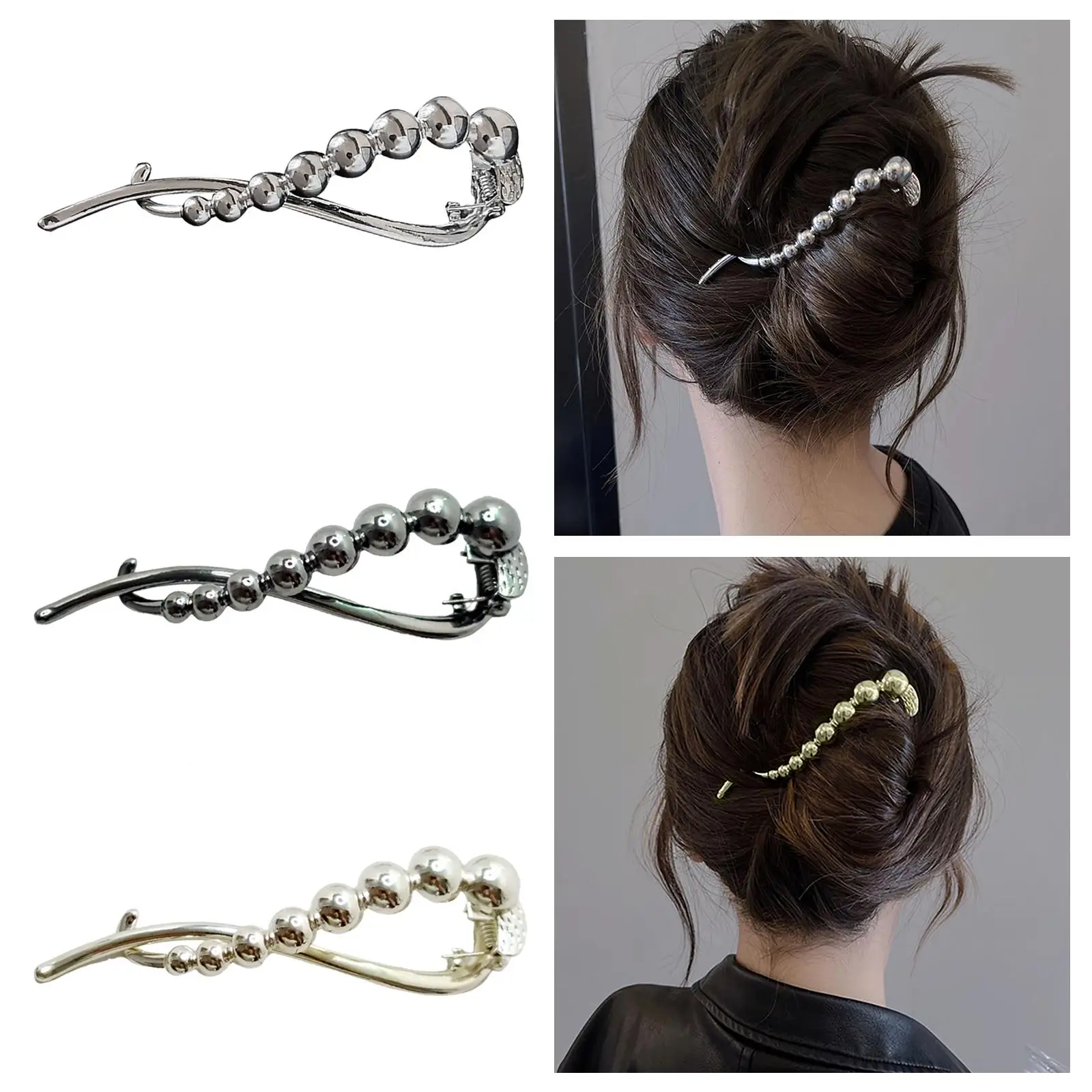Hairpin Clip Elegant Ponytail Holder Metal Nonslip Headwear Hair Clamp Headdress for Bridal Ceremony Long Hair Girls Birthday