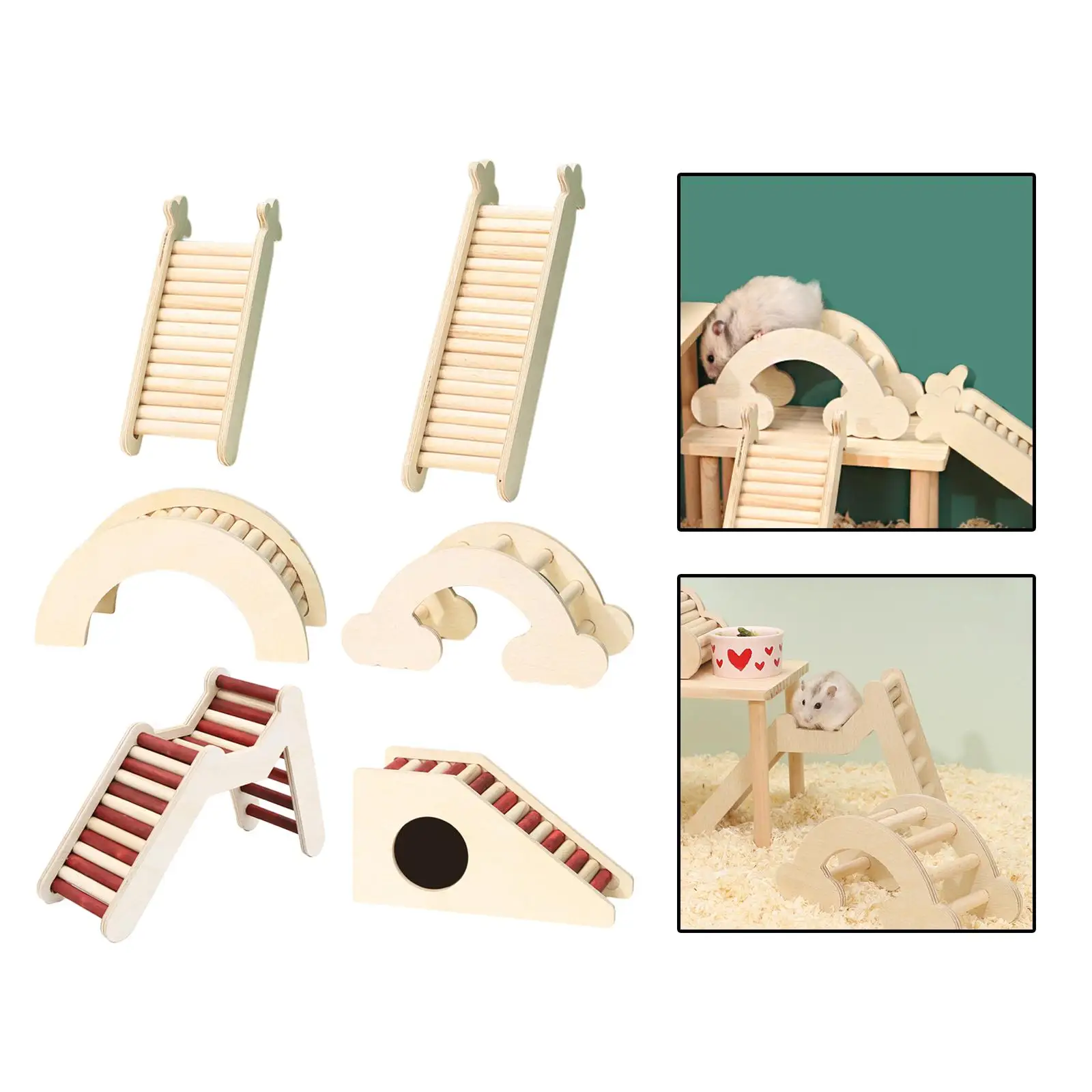 Hamster Climbing Toy Wooden Bridge Ladder for Chinchilla Guinea Pigs Rats