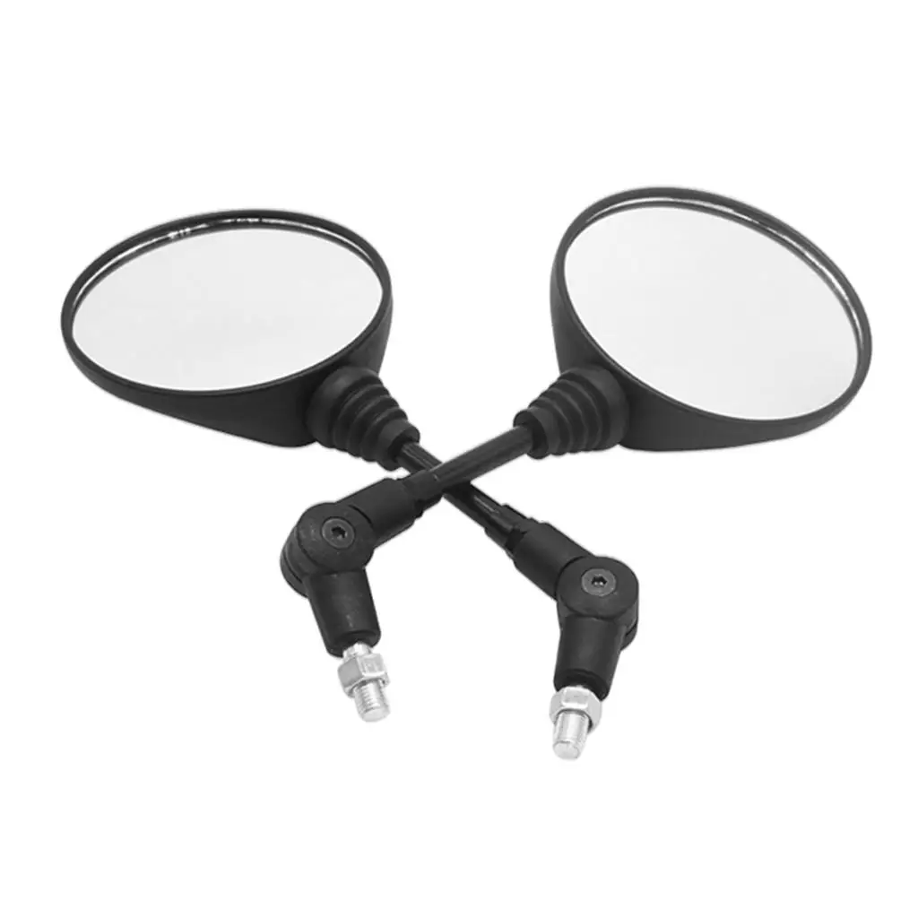 1Pair Universal 8mm/10mm Folding Rear View Mirrors Round Motorcycle Mirror Black