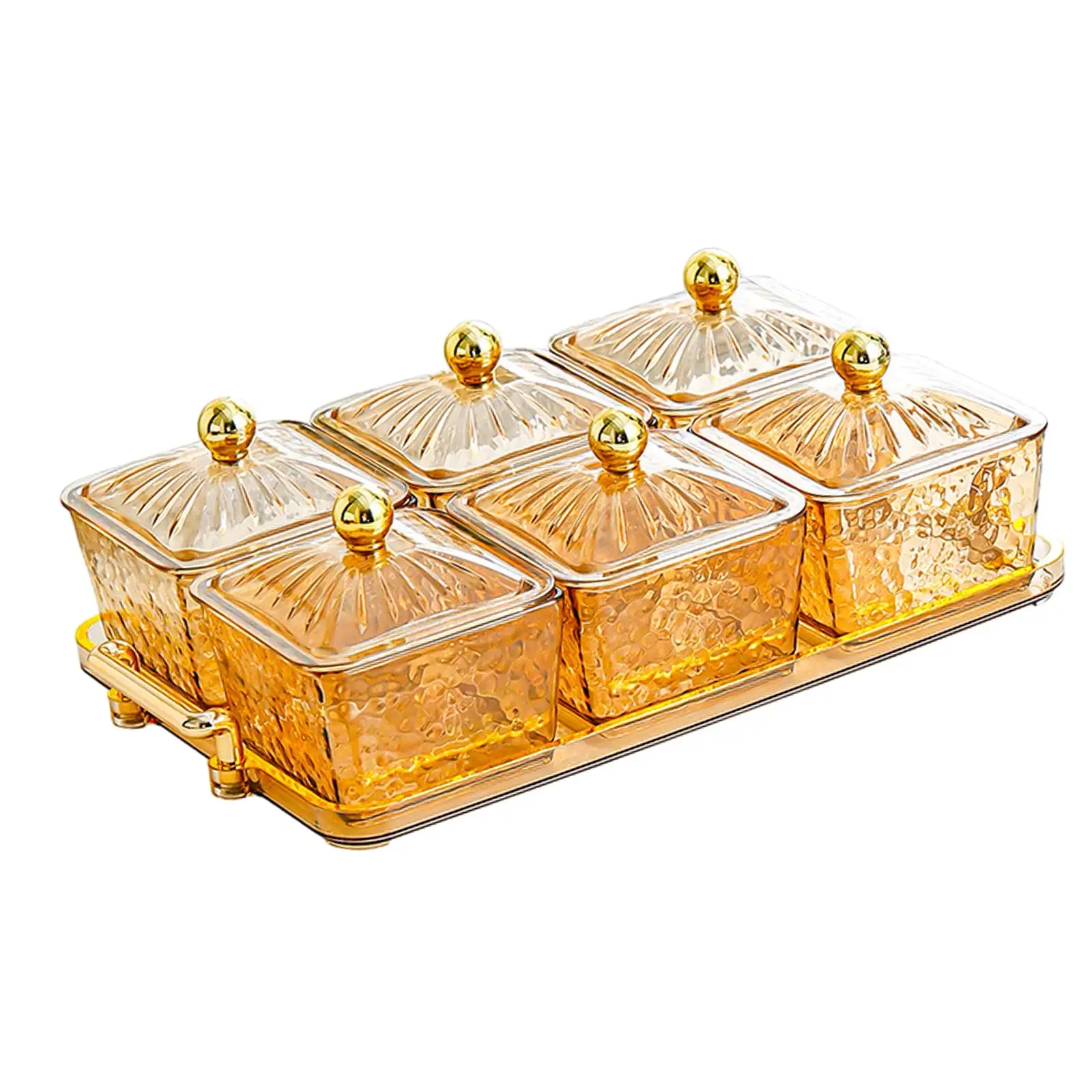 Luxury Dry Fruit Tray with Lid Divided Snacks Dish for Living Room Kitchen