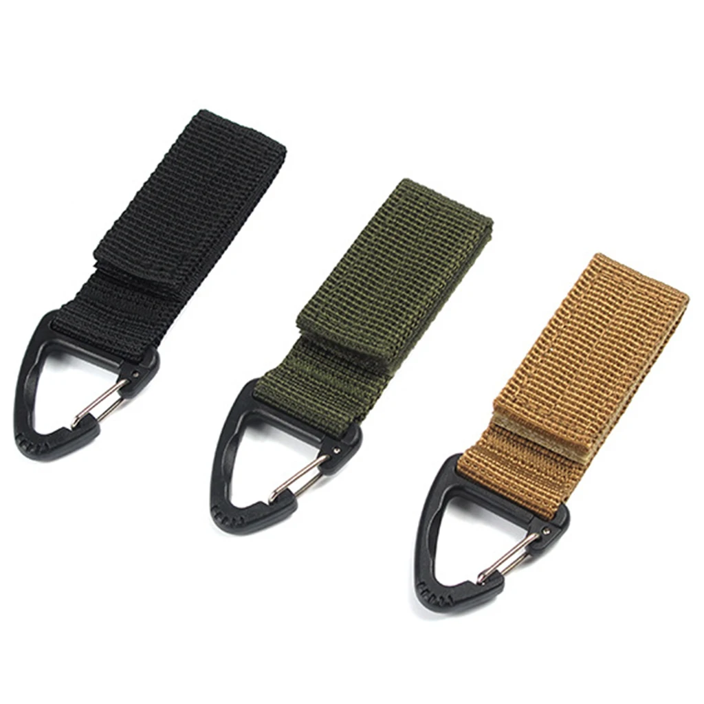 Outdoor Hiking Camping Hunting Molle High Strength Nylon Webbing Triangular Carabiner Clip Hook Mountaineering Accessory