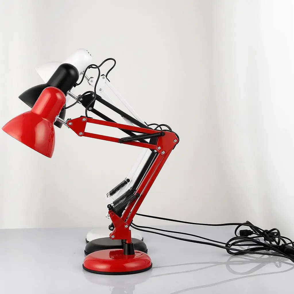 Metal Swing Arm LED Desk Lamp, Interchangeable Base Or Clamp, Classic Architect Clip On Study Table Lamp, Multi-Joint
