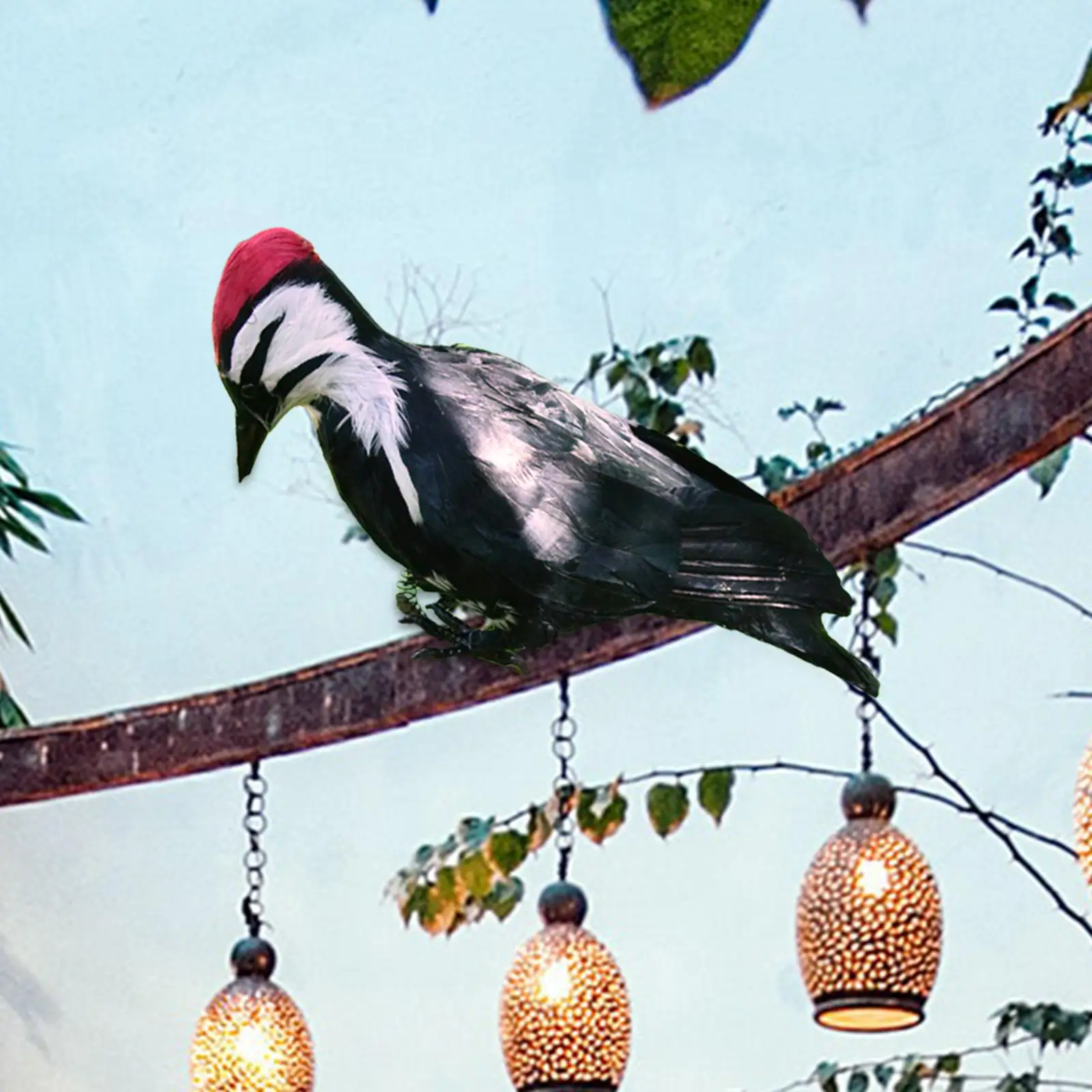 Symulacja Woodpecker Toys Bird Spring Feather sztuczna sztuka prezentowa rzeźba posąg do ogrodowego podwórka dekoracji domu ornament