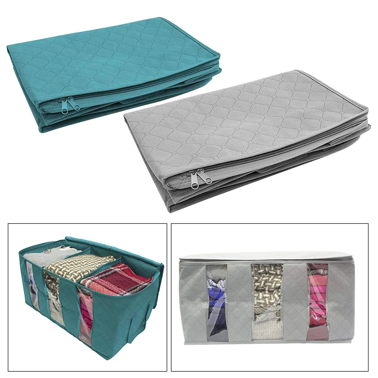 Foldable 3 Compartments Under Bed Closet Storage Bag Clothes Tidy Organizer