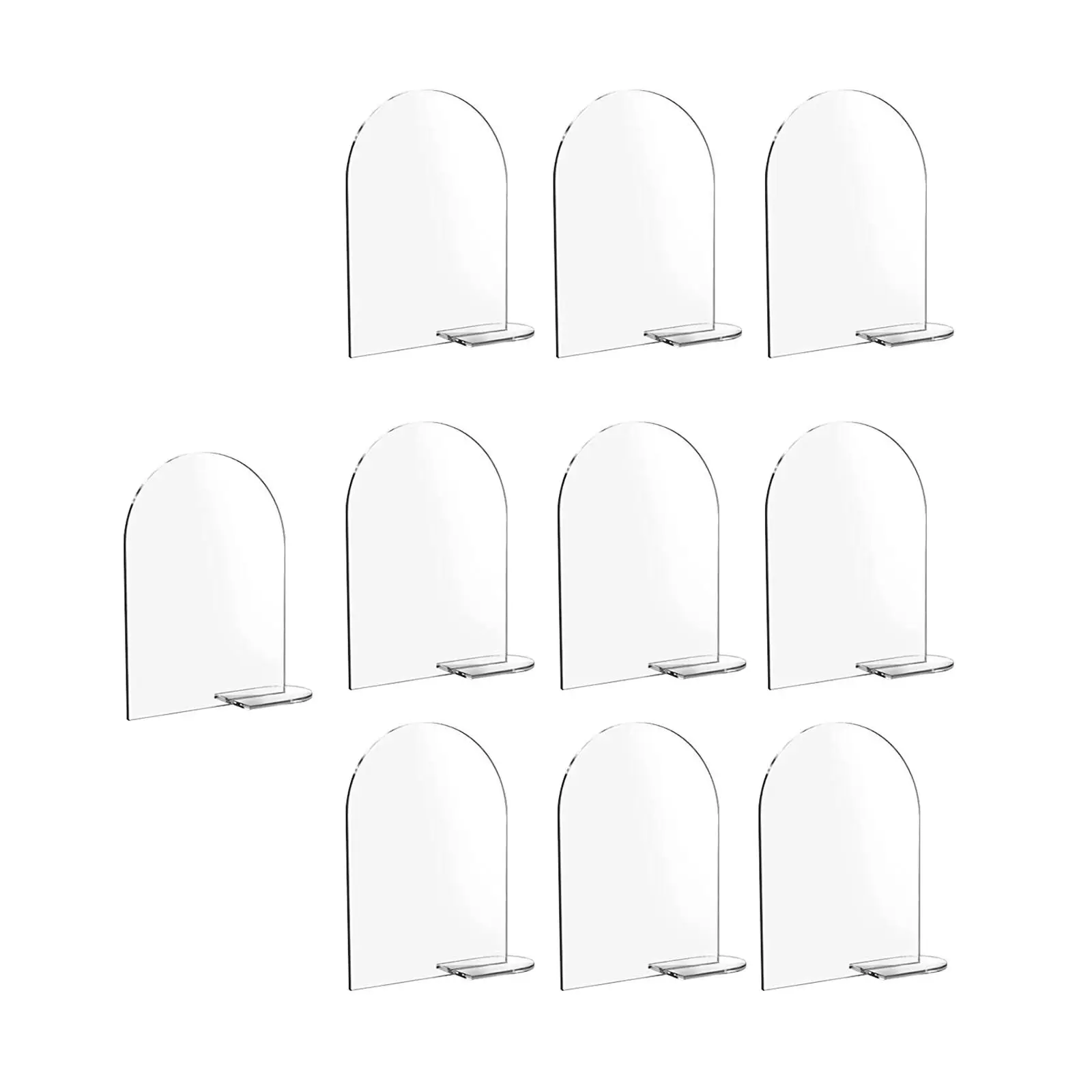 10Pcs Acrylic Place Cards with Stand Arched Acrylic Plates Signs for Banquet