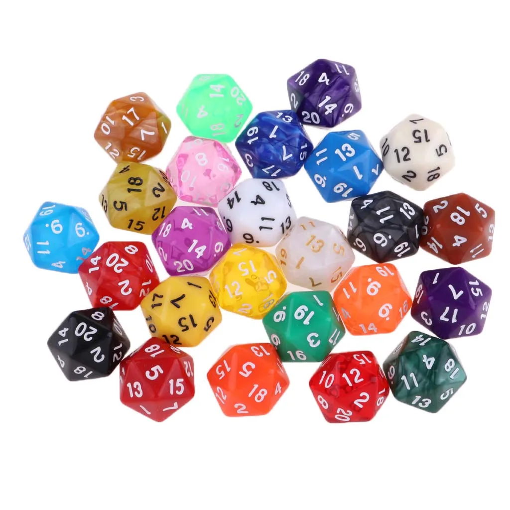25pcs 20D Dice for RPG  Table Games Dice - 20 Sided Dice for