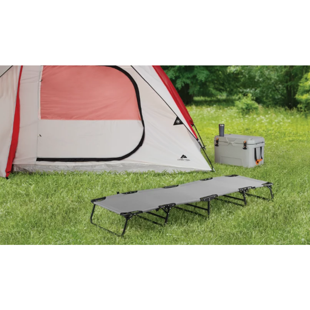 Camping Folding with Easy Setup Cot, Gray Color, Adult, Open Size 75.6