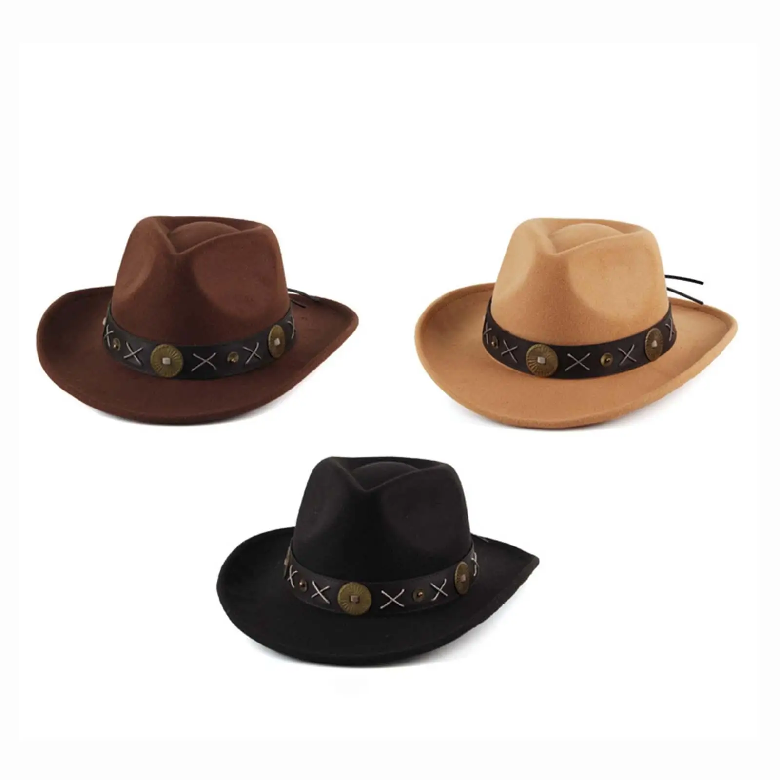 Western Cowboy Hat Novelty Comfortable Wide Brim Breathable Decor Cowgirl Hat for Men Fall Costume Accessories Winter Travel