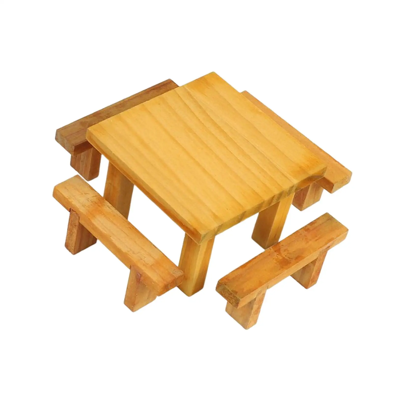 Miniature Desk Stool Ornaments Props Wooden 1/12 Table Chairs Set for Dollhouse Life Scene Layout Micro Landscape DIY Accessory