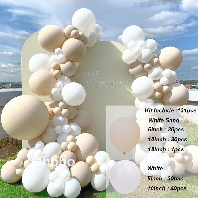 Sand White Gold Silver Balloon Garland Arch 135PCS Nude Beige White and  Chrome Gold Silver Balloons Balloon Arch for Boho Wedding Bridal Baby  Shower