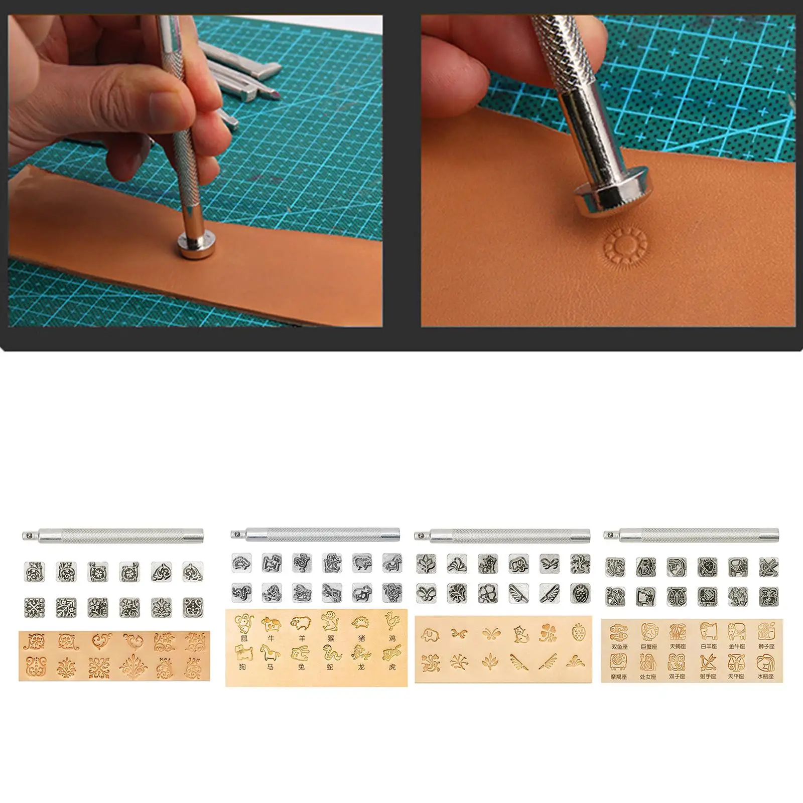 12PCS Leather Working Saddle Making Tools Set Carving Craft Stamps DIY Set