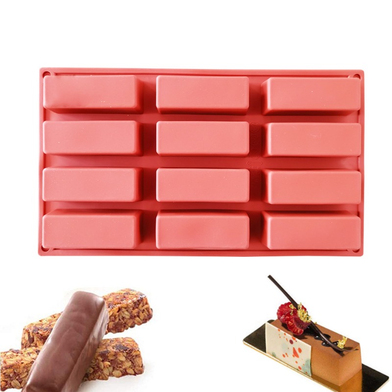 Description Picture 3 of item12 Cavity Silicone Protein Bar Shapes Mold Rectangle Baking Tool Mould Handmade Bath Soap Mold French Cake Mold Dessert Tool