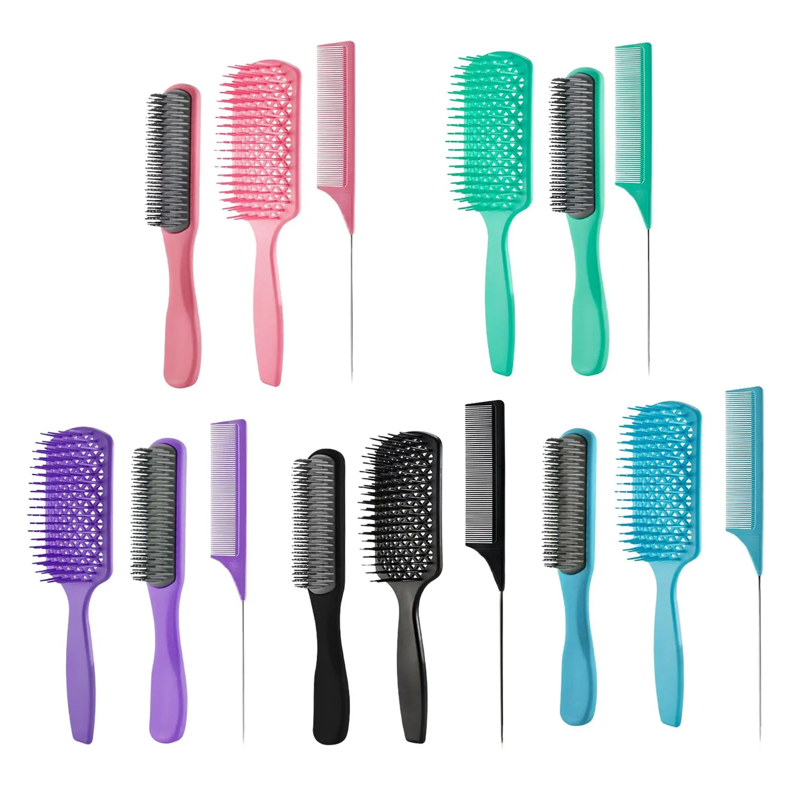3x Hair Comb Set Smooth Handle 3 in 1 for Long Women Men and Kids