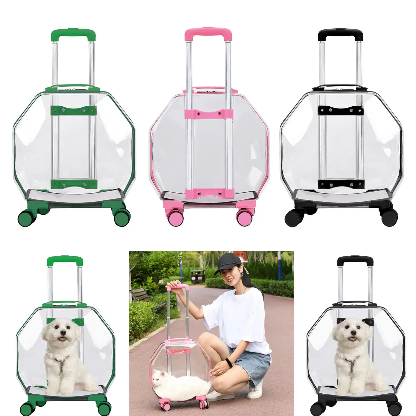  Trolley Case Transparent Luggage Backpack Comfortable Durable Arcylic Breathable Telescopic Transport Bag for Outdoor