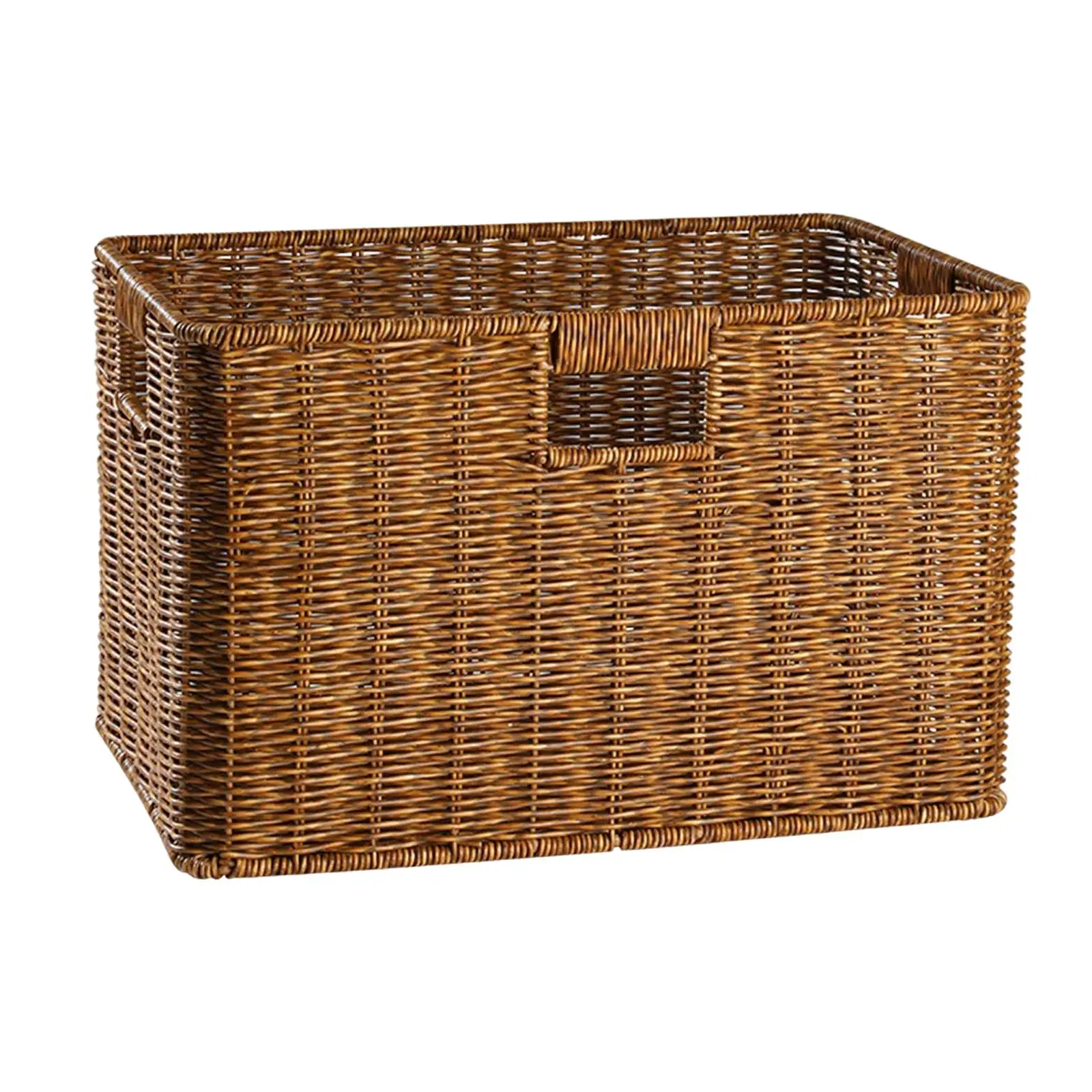 Hand Woven Storage Basket Built in Handles PP   Material Sturdy Brown
