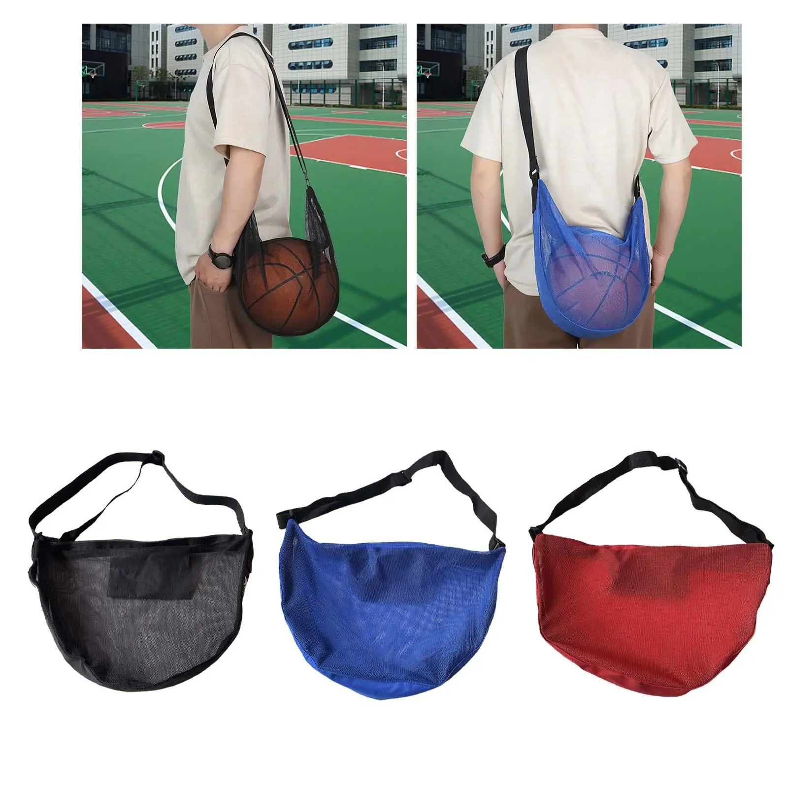 Ball Bags Mesh with Shoulder Strap Equipment Lightweight Basketball Carry Bag for Garage Outdoor Sports Training Soccer Exercise