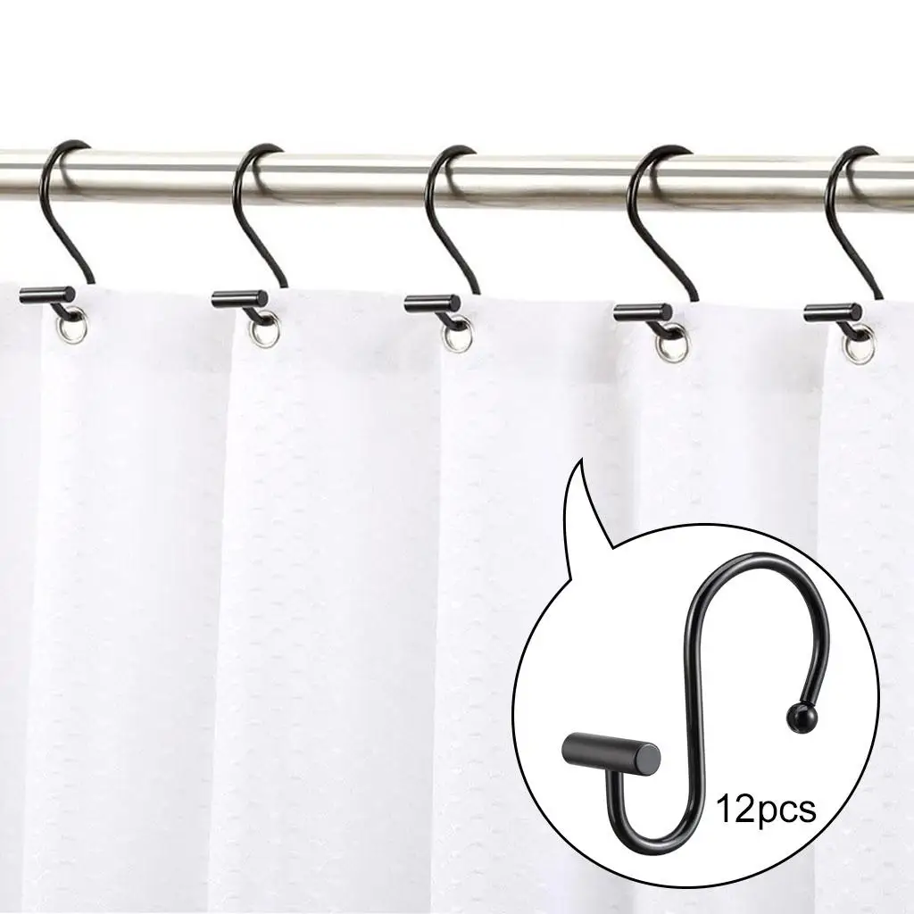Chictie 12 Piece Vintage European Style Nautical Black&White Anchor Decorative Shower Curtain Hooks Round Stainless Steel Anti-Rust Rings for Bathroom Hangers 