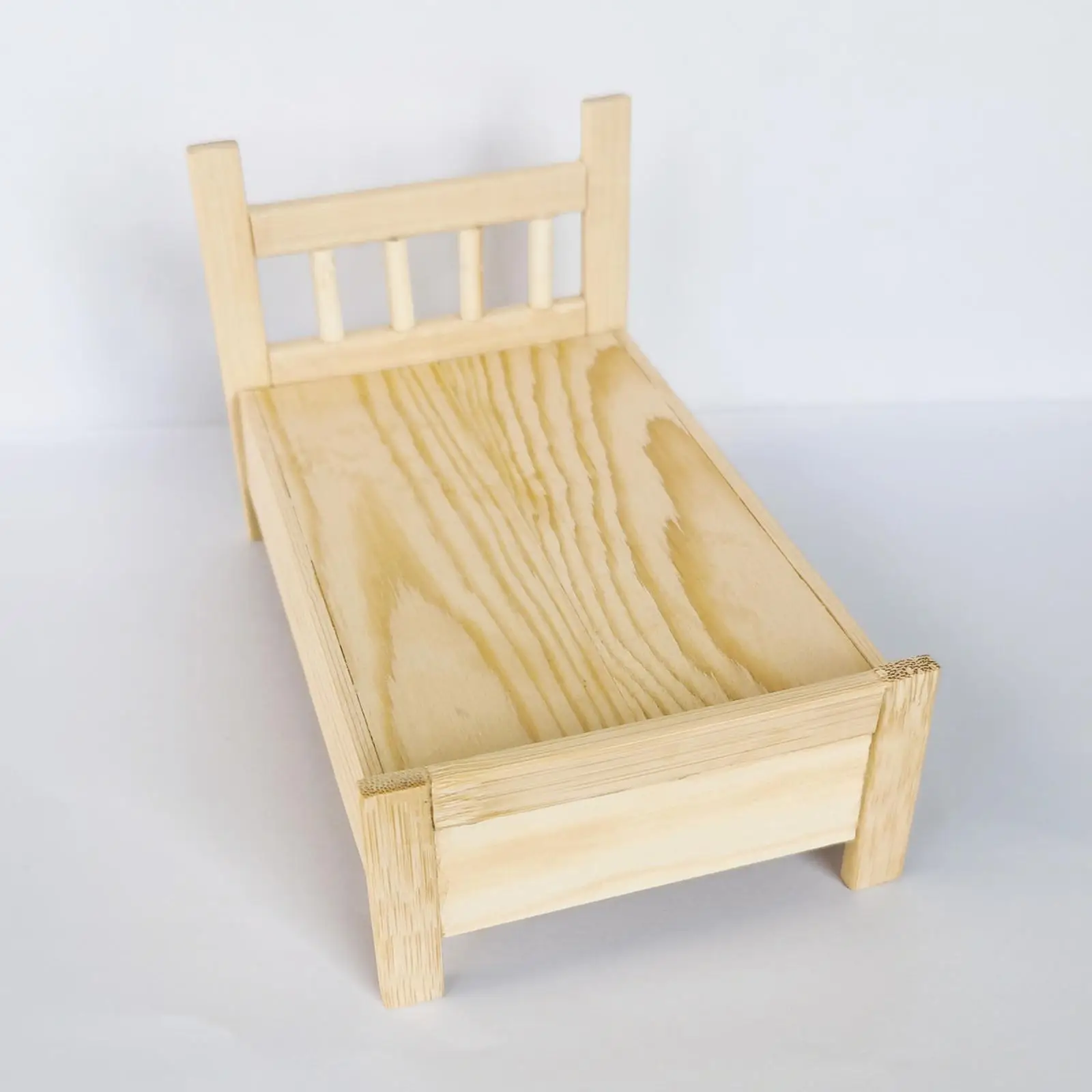 1/12 Scale Miniature Bed, Wooden Furniture Micro Landscape, Doll Accessories Decoration