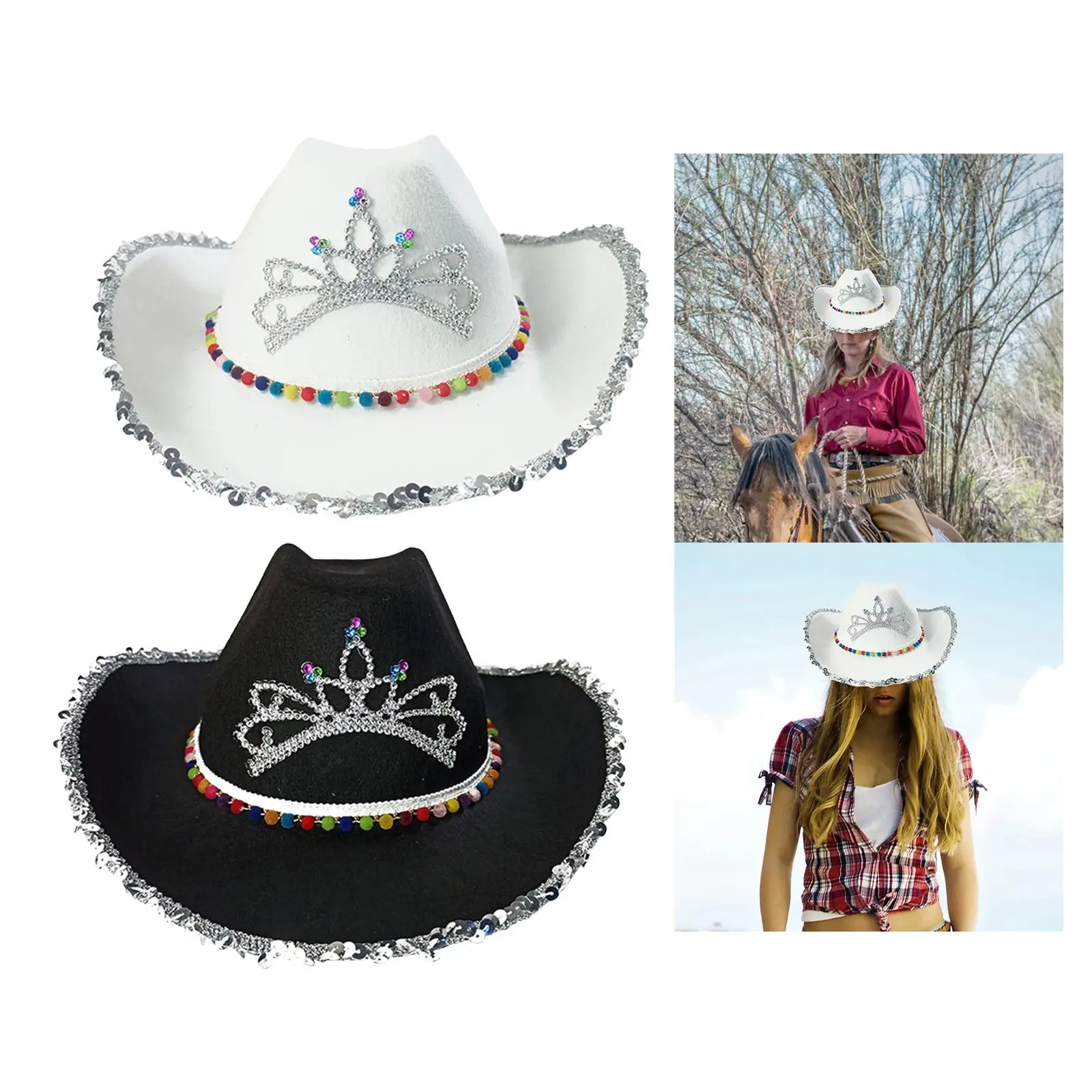 Fashion Western Cowboy Hat, Party Favors Fancy Dress Props Accessory for Party Women