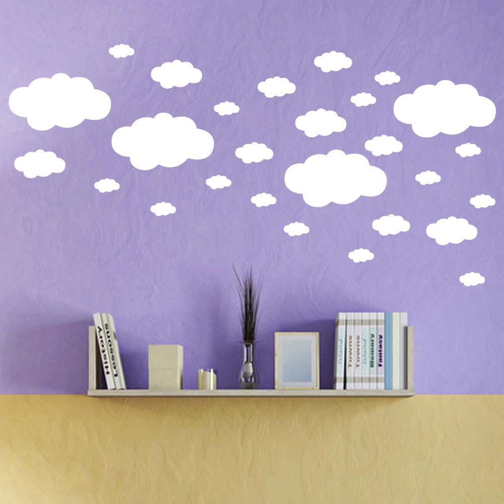 Description Picture 2 of itemHome Decals Wall Children's Clouds Room Decoration 27pcs Diy Art Home Decor Stick On Mirrors Hexagon Wallpaper Wall Decals