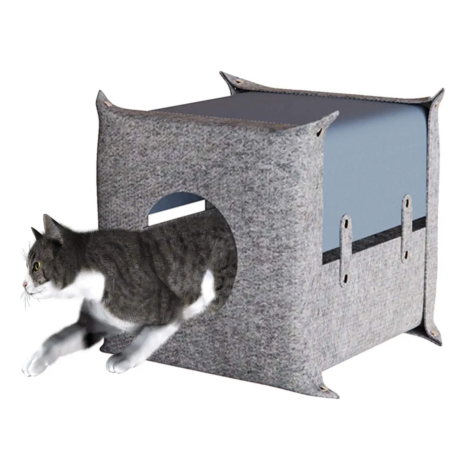 Felt Cats Cave Sleeping Bed for Indoor Cats, Lounger Playhouse Tent