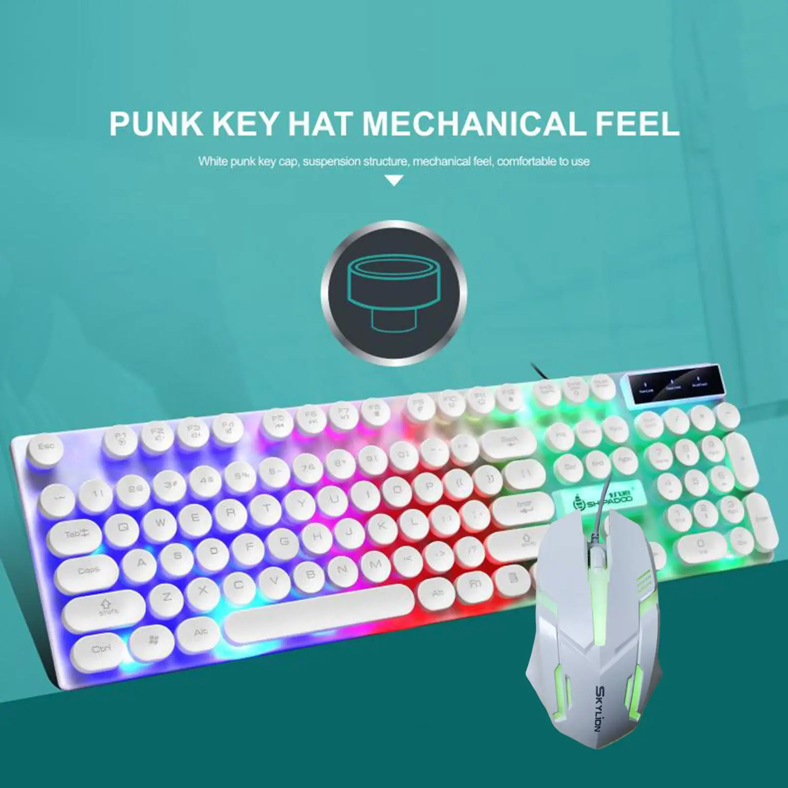 USB RGB Rainbow LED Backlit Mouse Keyboard Set, Quickly Reaction, Wide Compatibility