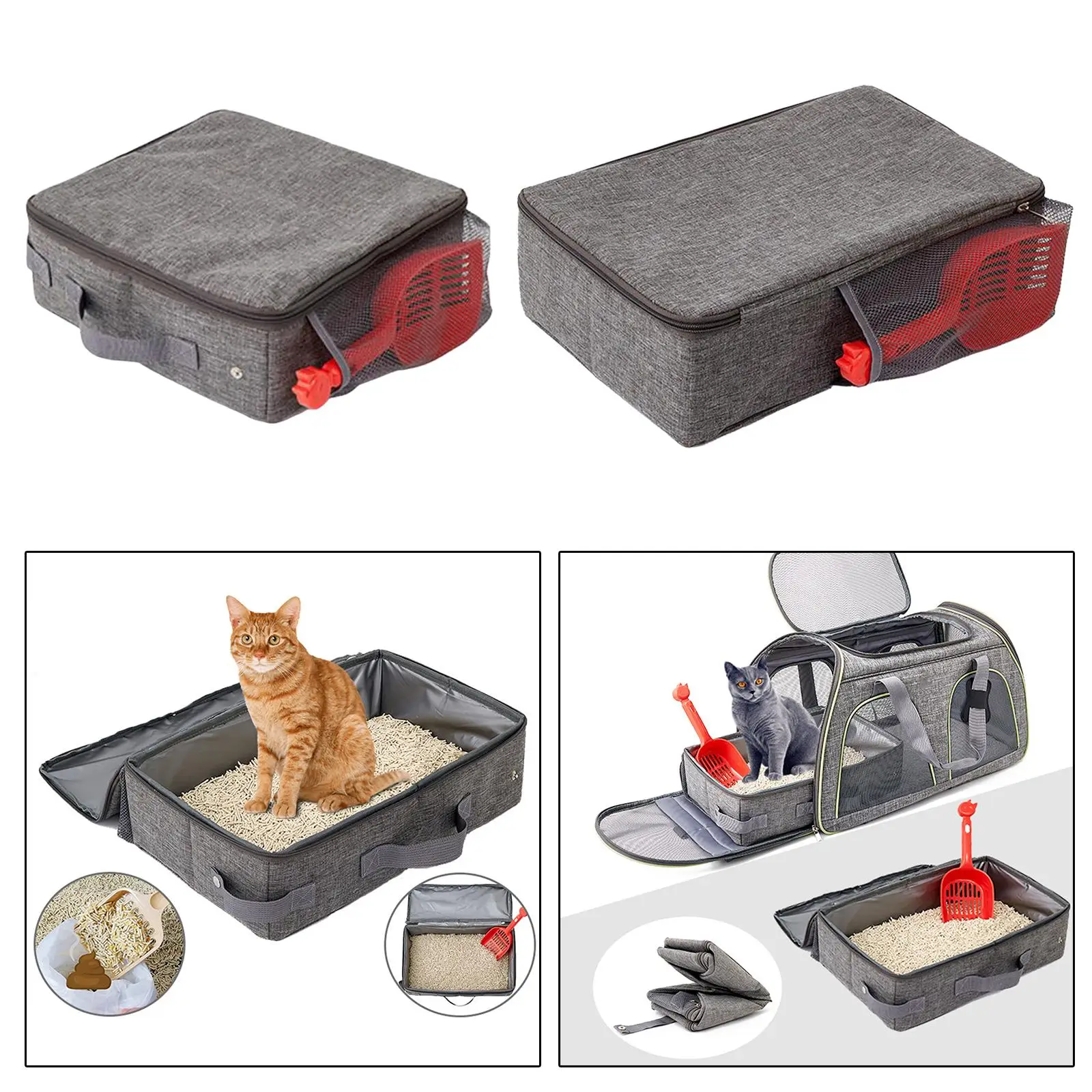 Travel Toilet with Zipped Lid Easy to Use No Leakage Collapsible Cat Litter Tray Portable Cat for Road Trip