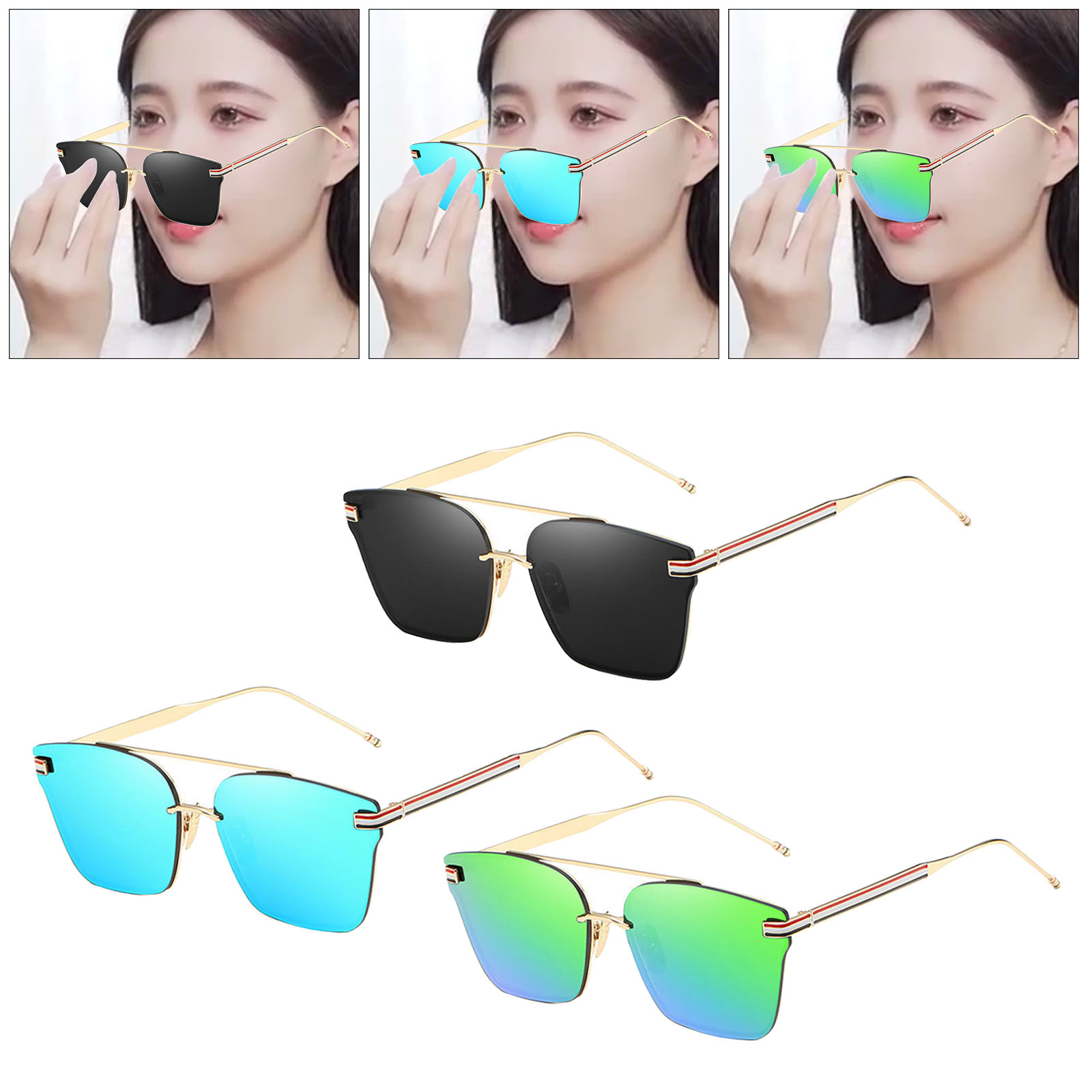 Fashion Mens Polarized Sunglasses UV Protection Metal Frame Square Tinted Lens Glasses for Golf Sports Fishing Beach Eyewear