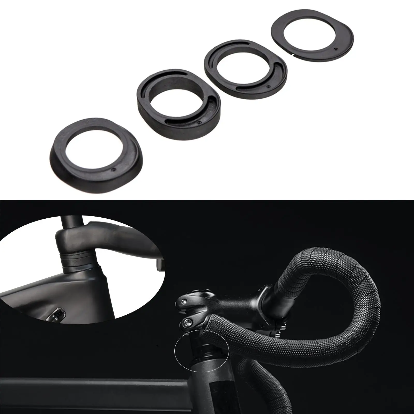 4x Bike Curved Handlebar Spacer Headset Tools Durable Raise up Adjustable for