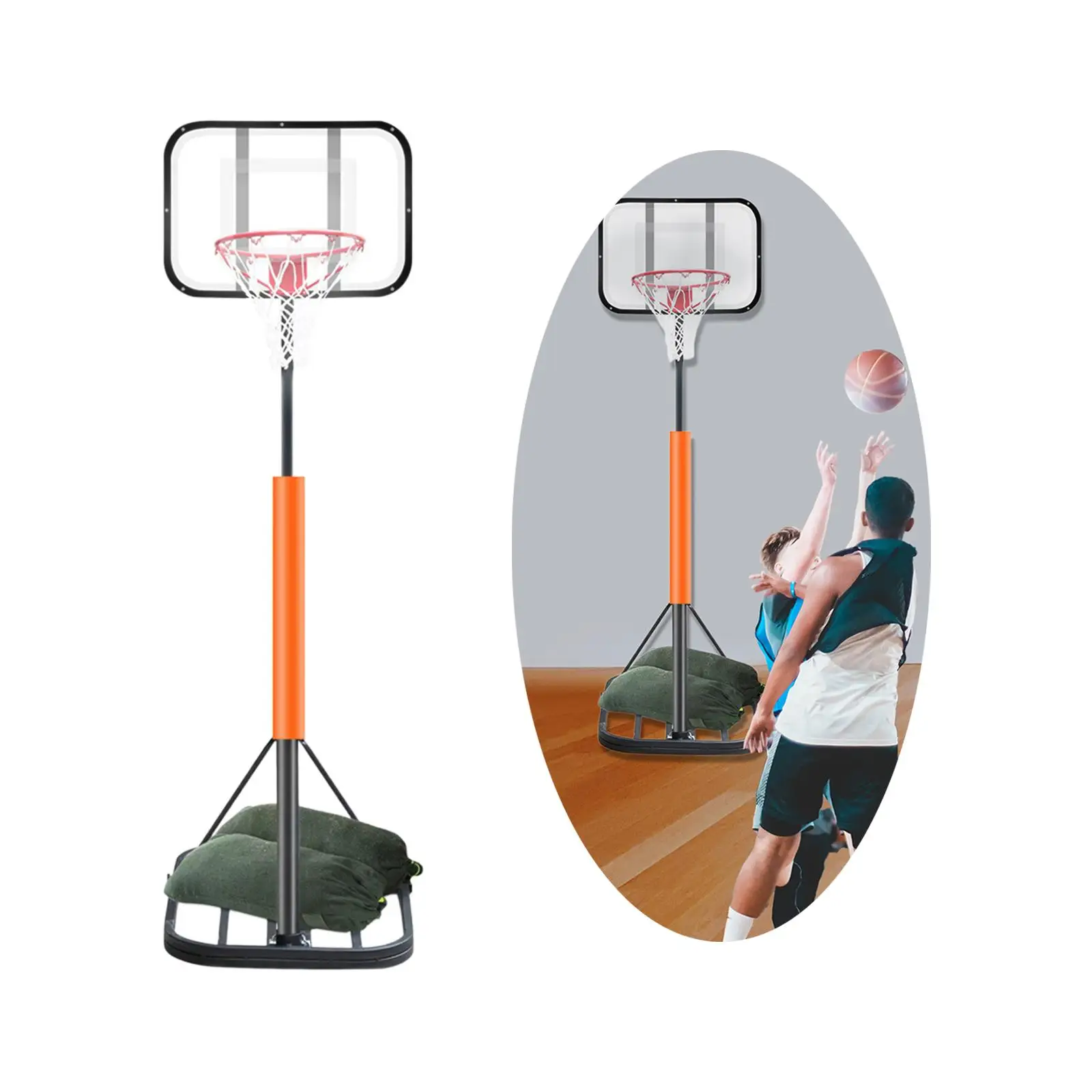 Portable Basketball Hoop Stand Adjustable Indoor Outdoor Backboard System Basketball Goal for Yard Youth Children Teenagers