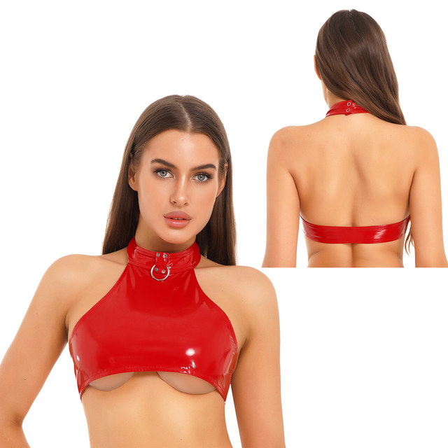 Fashion Metal Crop Top Summer Sexy Club Femme Backless Bralette