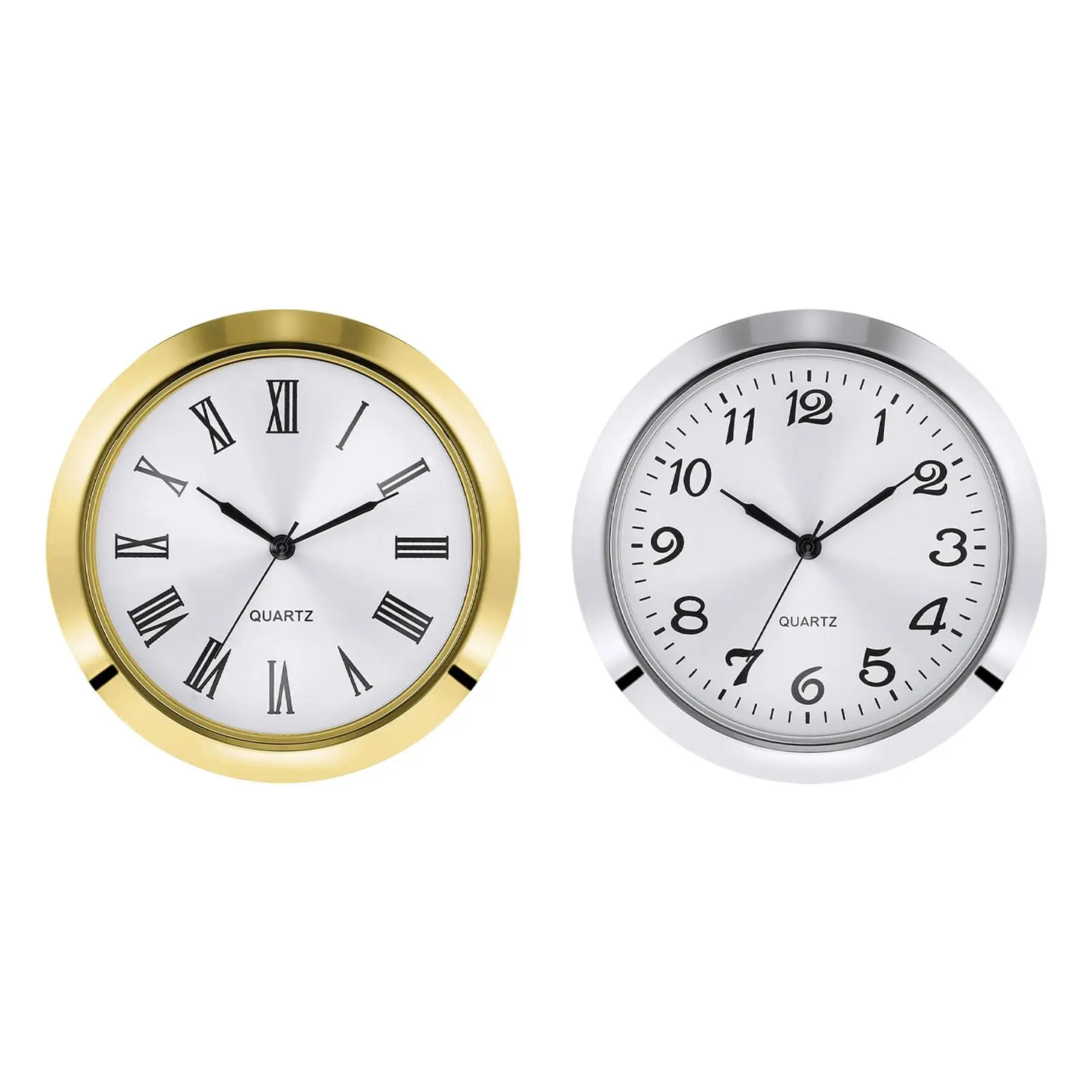 Clock Fit up Insert with Numeral White Face Metal Classic Clock Craft Movement Easy to Install Mini Clock Insert Round Movement