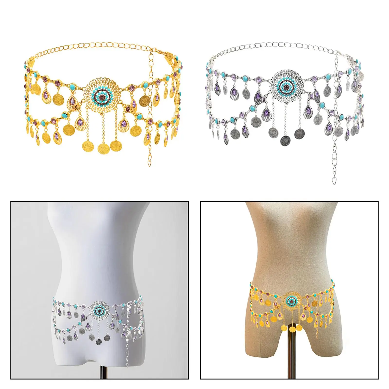 Women Waist Chain Belt Decorative Belly Jewelry for Dresses Costume Shirts