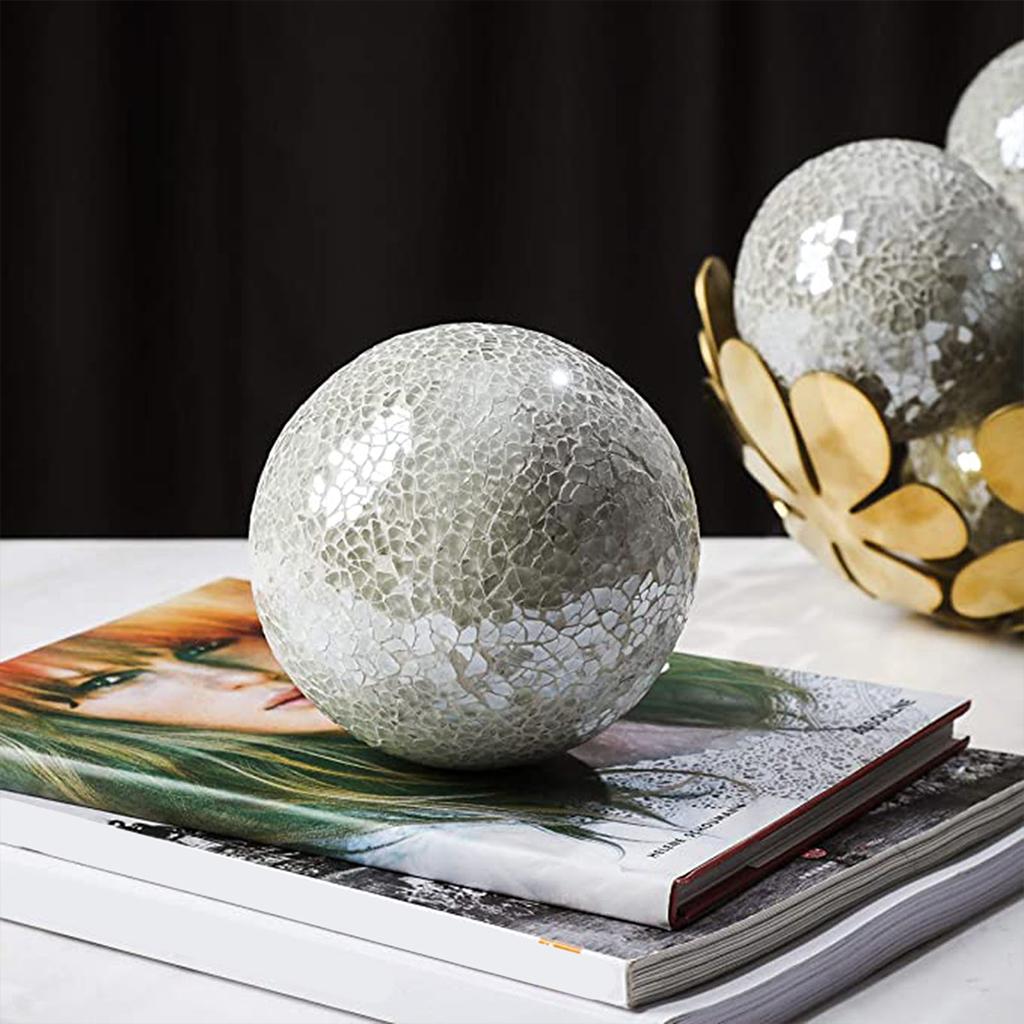 Mosaic Sphere Balls 8cm Set Decorative Orbs Glass Sphere for Living Room