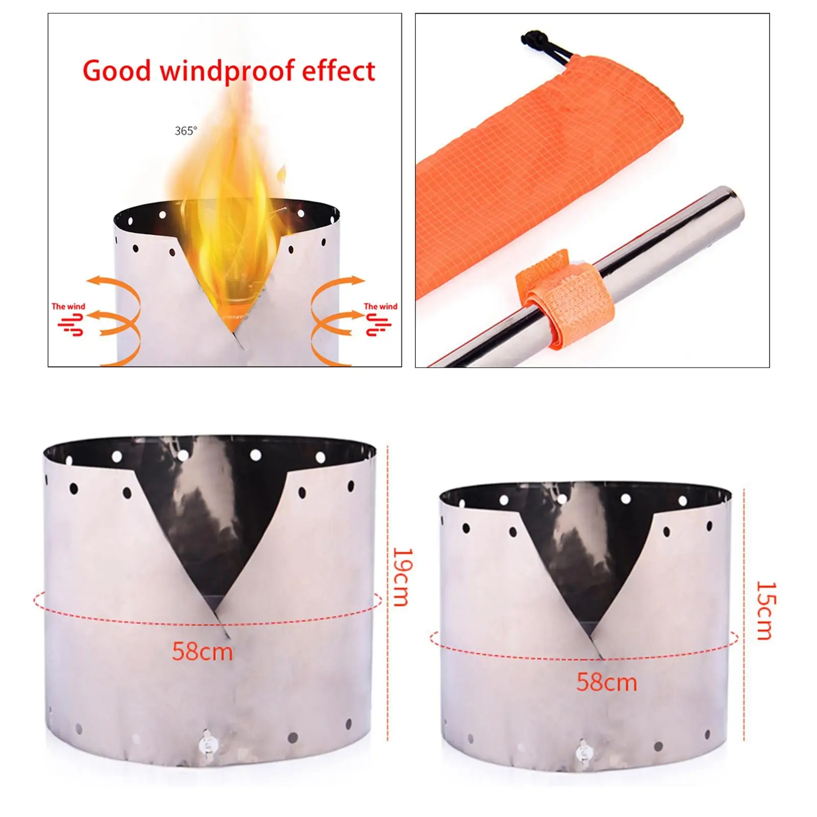 1 Piece Wind Deflector Lightweight Titanium Windshield for Outdoor Gas Stove Hiking