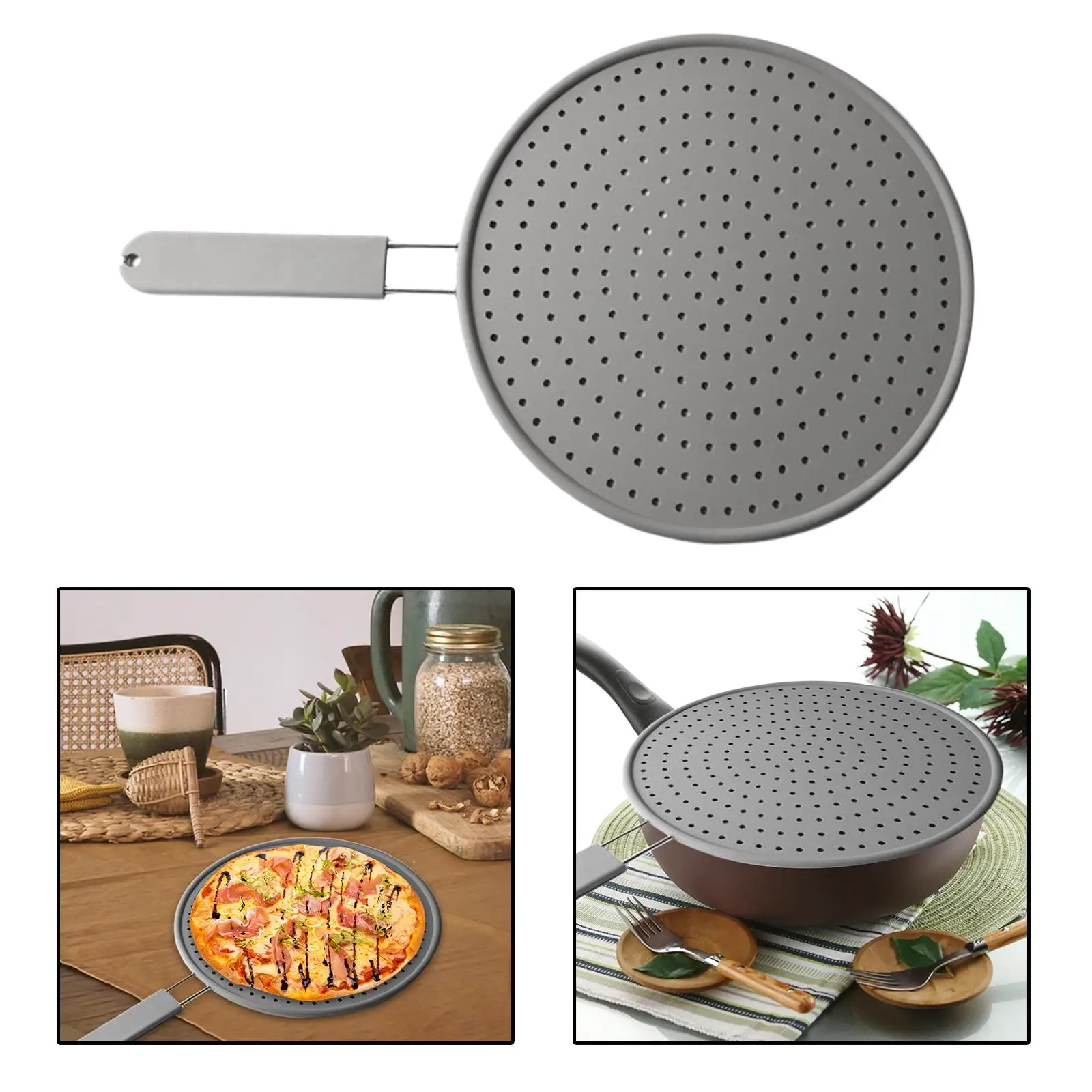 Silicone Splatter Screen with Handle Pan  Cooling Mat for Cooking Pot