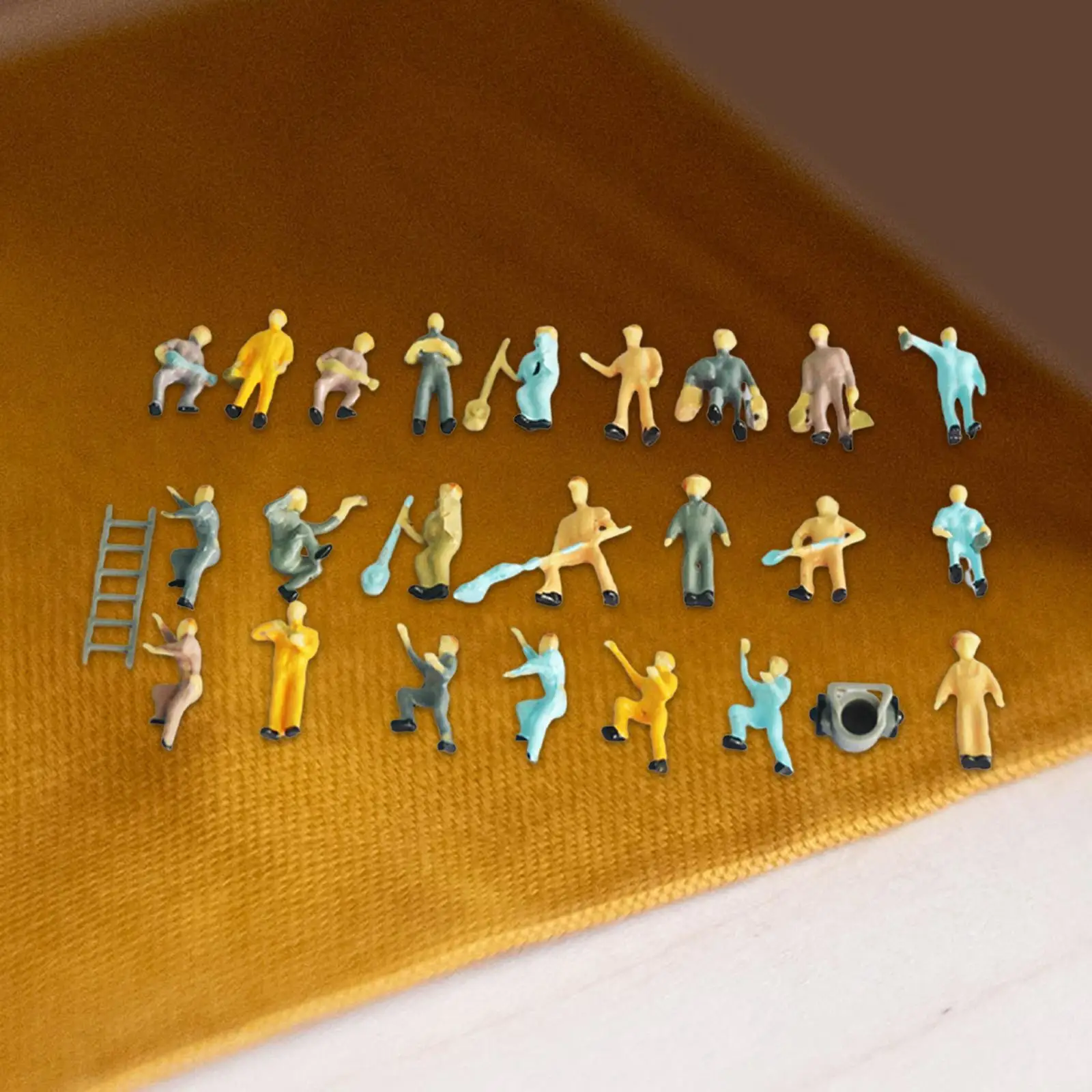 25Pcs 1/87 Miniature Model Railroad Worker Figures Building Scenery HO Scale Miniature Scenes Hand Painted Figurines Decoration