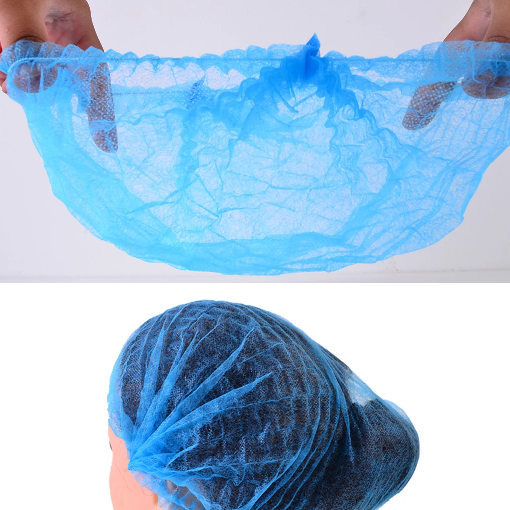 100x Disposable Hair Nets Bouffant Caps for Cosmetics   Industries 21 inch