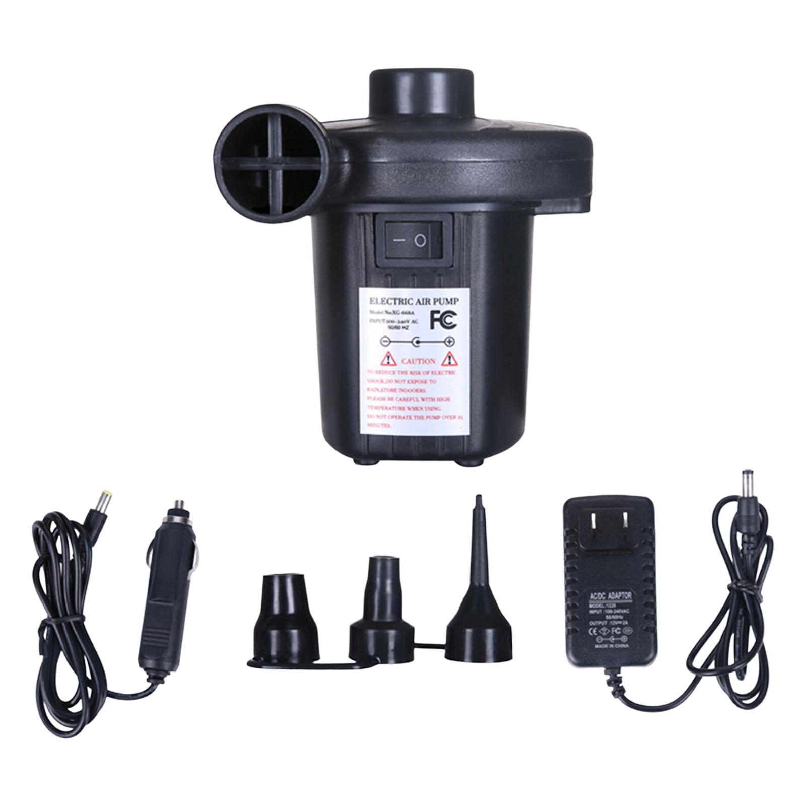 Electric Air Pump Portable with Nozzles Inflator Deflator for Inflatables Air Beds Beach Toys Swimming Ring Raft Outdoor Camping