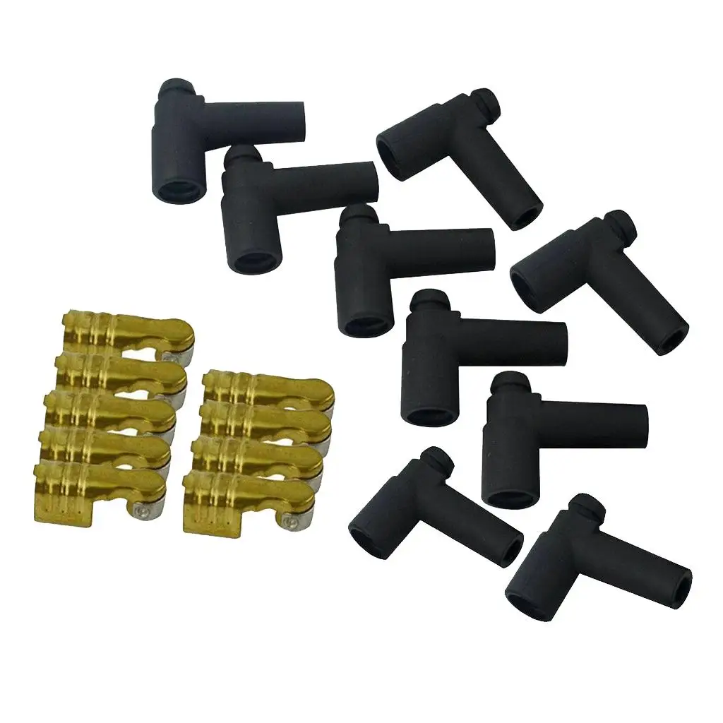 9PC Rubber Distributor Boots cover and cap Straight Terminals Ignition Din