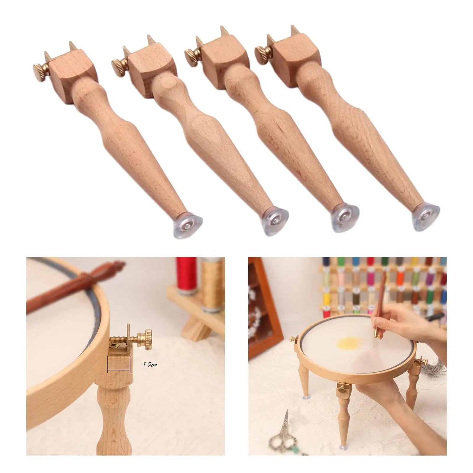 Adjustable Wooden Embroidery Hoop Stand Legs Set - 4Pcs - Embroidery Hoop Legs Supplies for Sewing