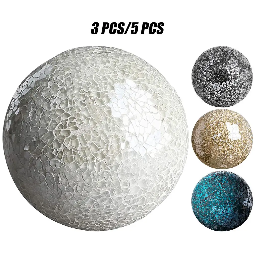 Mosaic Sphere Balls 8cm Set Decorative Orbs Glass Sphere for Living Room