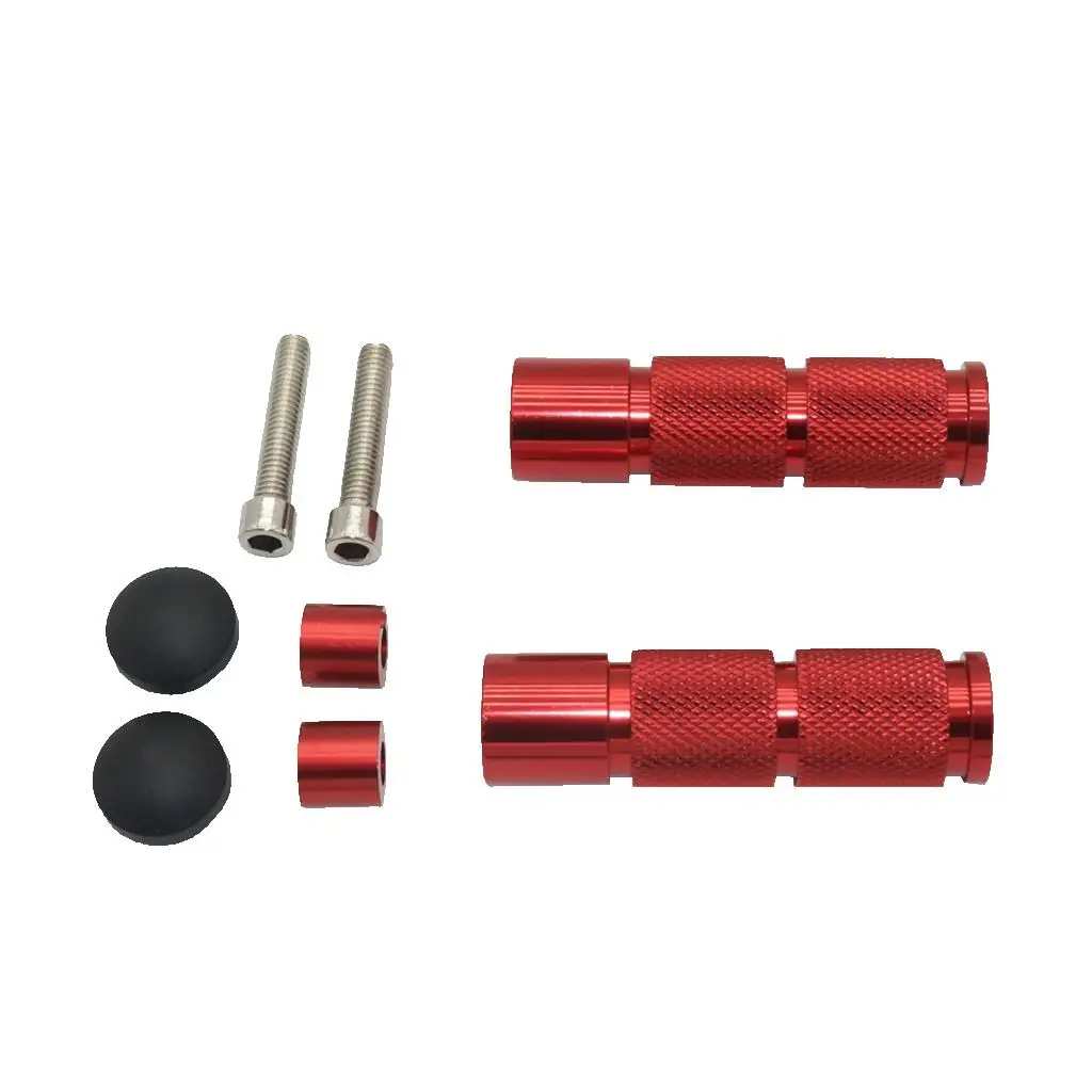 2 Pairs CNC Anti-skid Footrests Foot Pegs for Motorcycle (Red & Black)