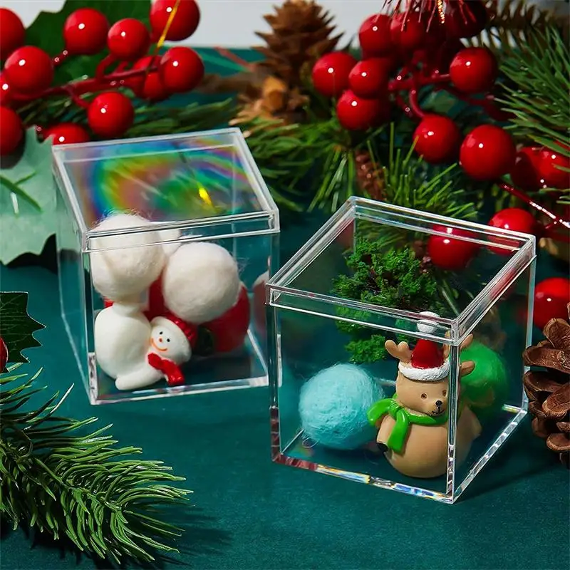 12-teilige transparente Acrylboxen mit Deckel, Kunststoff-Organizer, Geschenkverpackung, Lebensmittel-Süßigkeiten-Aufbewahrungsbehälter für die Präsentation zu Hause – Detail 7