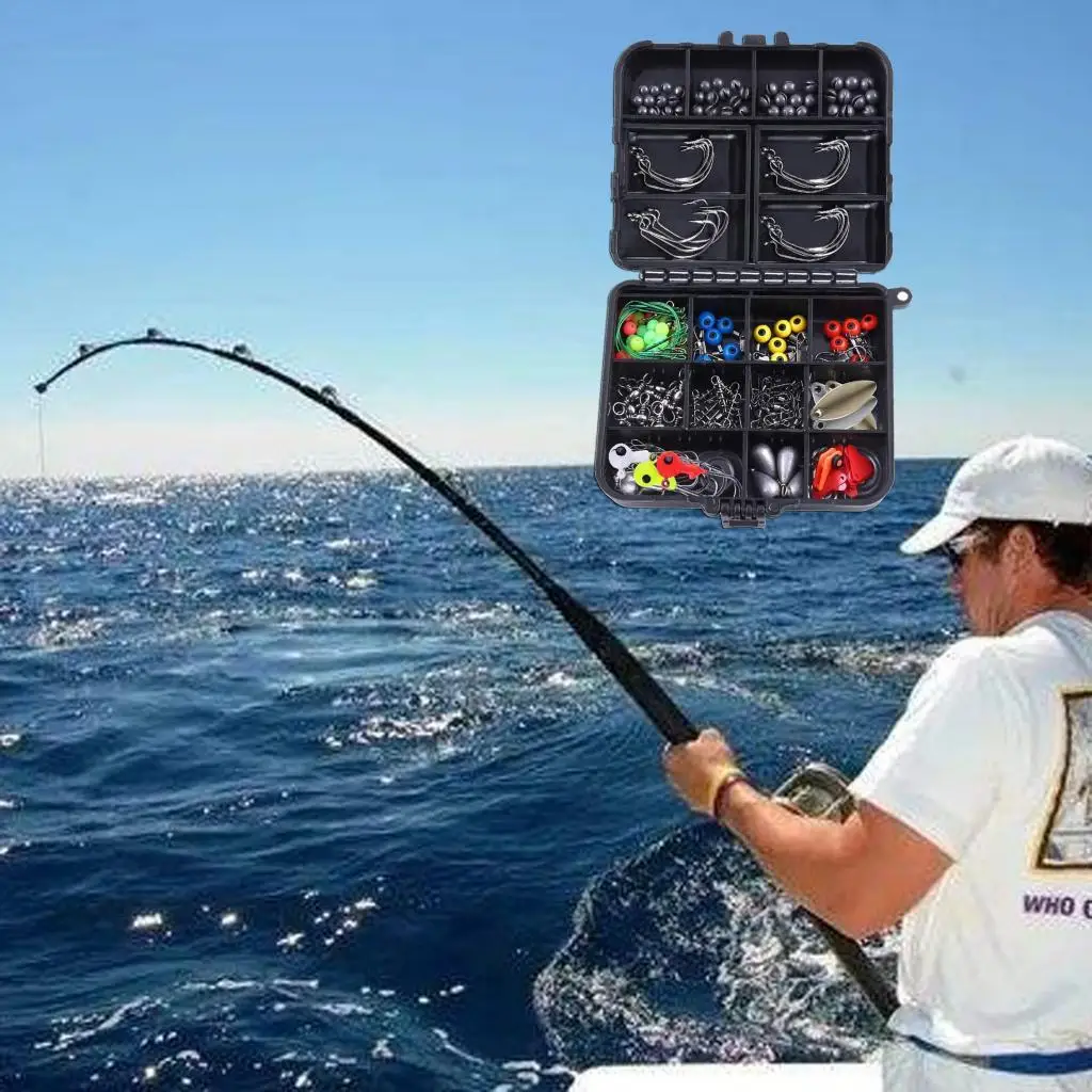 160/187pcs Fishing Accessories Kit Jig Hooks Fishing Set with 